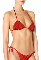 Stroje kąpielowe - goldenpoint Bikini damski kostium kąpielowy, biustonosz trangel marszczony, brązowy, 75B - miniaturka - grafika 1