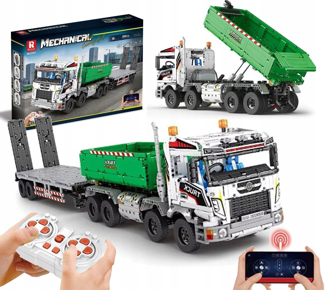 KLOCKI CIĘŻARÓWKA TIR LAWETA WYWROTKA ZDALNIE STEROWANA NA PILOTA AUTO 2950