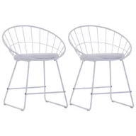 Krzesła - vidaXL Krzesła z siedziskami ze sztucznej skóry, 2 szt., białe, stal - miniaturka - grafika 1
