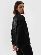 Koszulki sportowe damskie - Damski longsleeve z nadrukiem 4F 4FWAW24TLONF311 - czarny - miniaturka - grafika 1