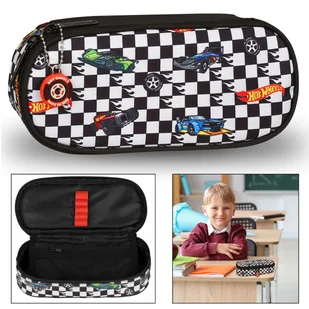 Hot Wheels KOMOROWY piórnik szkolny, saszetka w samochody DLA CHŁOPCA 5x22x10cm - Piórniki - miniaturka - grafika 1