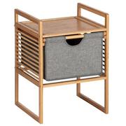 Ławy i stoliki kawowe - Stolik pomocniczy BAHARI bambusowy z materiałowym pojemnikiem do przechowywania kwadratowy Wenko 62223800 - miniaturka - grafika 1