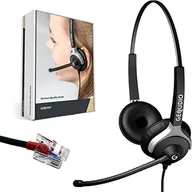Słuchawki bluetooth - GEQUDIO 2-douszny zestaw suchawkowy do Yealink, Snom, Grandstream z kablem - miniaturka - grafika 1