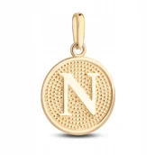 Wisiorki - ZŁOTA WYJĄTKOWA ZAWIESZKA MEDALIK LITERKA N 585 - miniaturka - grafika 1