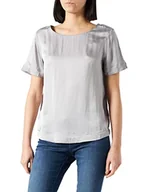 Bluzki damskie - s.Oliver BLACK LABEL Bluse Kurzarm damska bluzka o regularnym kroju, jasnoszary, 38 - miniaturka - grafika 1