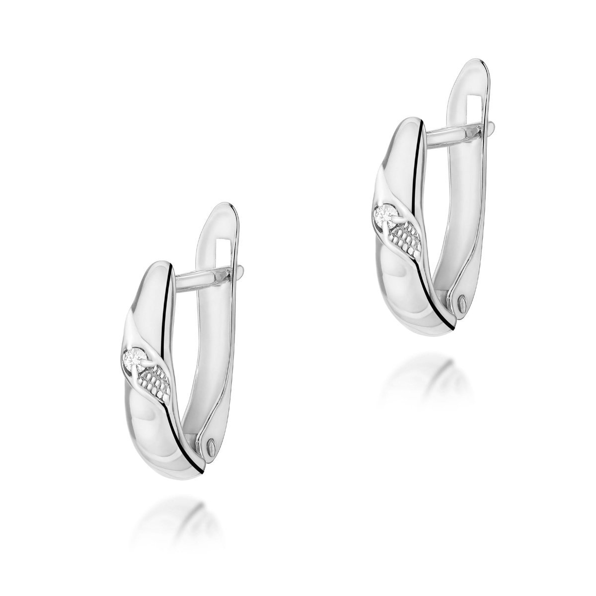 Złote kolczyki Diament 2 x 0,02ct białe złoto pr. 585