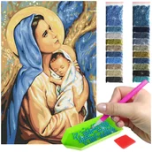 Dekoratorstwo - Haft Diamentowy ARTULIO, Obraz DIY 5D, Diamond Painting, Mozaika diamentowa 40x60cm (Matka Boska z Dzieckiem) + zestaw akcesoriów - miniaturka - grafika 1