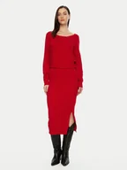 Sukienki - Morgan Sukienka dzianinowa 242-RMLIDO Czerwony Slim Fit - miniaturka - grafika 1