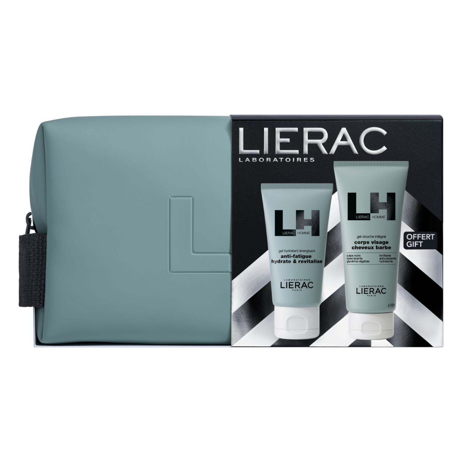 Lierac Homme (Żel nawilżający 50ml + Żel pod prysznic 200ml + Kosmetyczka)