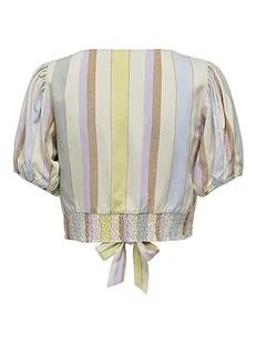 ONLY Damska bluzka koszulowa Onltine Ss Knot Button Top WVN, Whitecap Gray/Stripes: vlear Sky + Pruple Rose + Sundress, M - Bluzki damskie - miniaturka - grafika 1