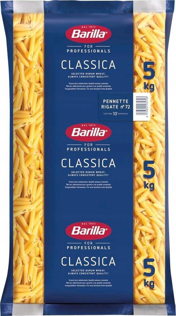 Barilla Pennette Rigate n.72 Makaron Durum 5 kg Włoski Makaron Barilla