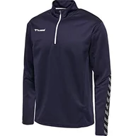 Bluzy dla chłopców - Hummel HmlAuthentic Kids bluza chłopięca z zamkiem błyskawicznym niebieski morski 152 204928-7026 - miniaturka - grafika 1