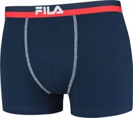 Majtki męskie - Bokserki męskie FILA - logo w pasie, miejskie, bawełniany stretch, jednokolorowe, S-2XL granatowy S - miniaturka - grafika 1