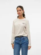 Koszulki i topy damskie - Vero Moda Koszulka w kolorze beżowym - miniaturka - grafika 1