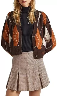 Swetry damskie - Pepe Jeans Damski sweter rozpinany Eliot, Brązowy (tytoń), XL - grafika 1