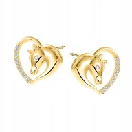 Kolczyki - Kolczyki złote Koń Konik Zwierzę cyrkonie 925 - miniaturka - grafika 1