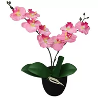 Sztuczne kwiaty - vidaXL Sztuczny storczyk z doniczką, 30 cm, różowy - miniaturka - grafika 1