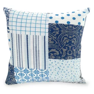 Poszewka z kory 40x40 wzór granatowa morska kratka patchwork - Poszewki na poduszki - miniaturka - grafika 1