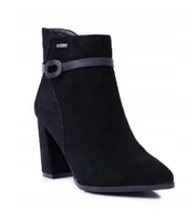 Botki damskie - Big Star Czarne Zamszowe Botki Na Słupku BB274388 R40 - miniaturka - grafika 1