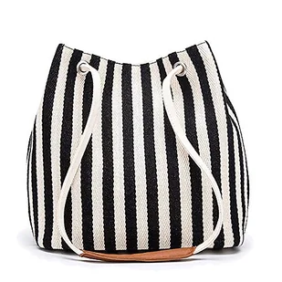 Damska torba na ramię mała średnia płócienna torba na ramię torba hobo codzienna torba do pracy, - Czarny2 - Medium - Torebki damskie - miniaturka - grafika 1