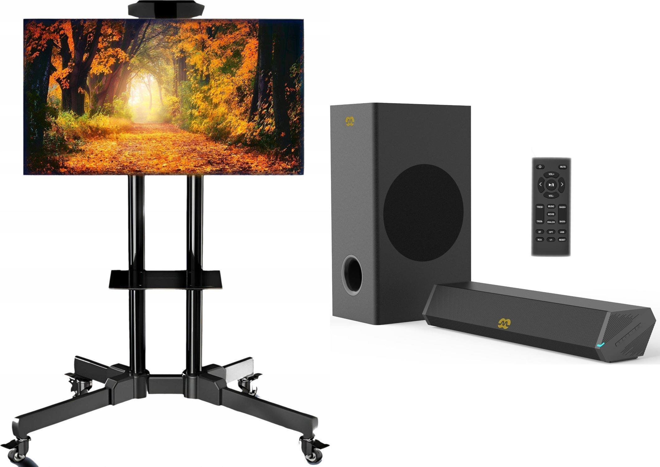 Mozos Stojak podłogowy 1500 32'' - 60'' + Głośniki komputerowe GS-BAR BT