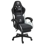 Fotele gamingowe - Fotel COBRA Player 5.0 CRF52 Czarno-biały + podnóżek - miniaturka - grafika 1
