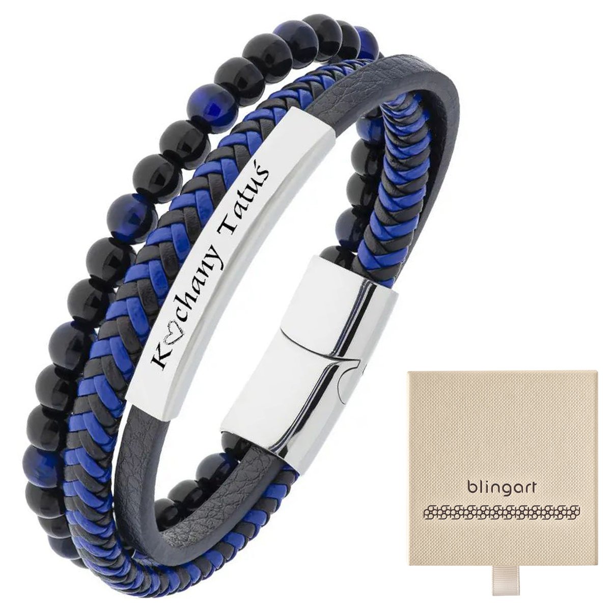 Bransoletka z GRAWEREM skórzana męska / damska KOR