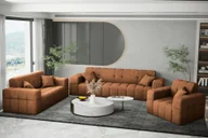 Komplety wypoczynkowe - Komplet wypoczynkowy 3+2+1 Nimes tkanina Perfect Harmony pomarańczowy - miniaturka - grafika 1