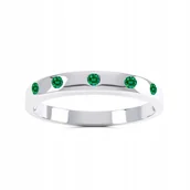 Pierścionki - obrączka srebrna ze szmaragdami - miniaturka - grafika 1
