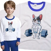 Piżamy dla dziewczynek - Piżama dziecięca Pies Buldog Francuski Paker Sztanga 98/104 - VoloDonum - miniaturka - grafika 1