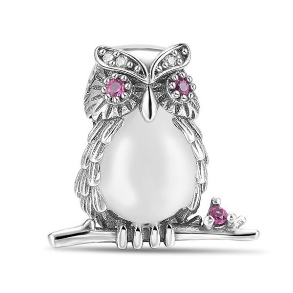 Zawieszka SREBRO 925 Charms koralik Sowa na gałęzi