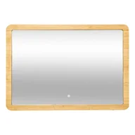 Lustra - Lustro łazienkowe z oświetleniem LED, bambusowa rama, 47 x 66 cm - miniaturka - grafika 1