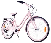 Rowery - Rower 24 Cale Dla Dziewczynki Miejski Na Komunię Shimano 7 Biegów Heart Bike Różowy - miniaturka - grafika 1