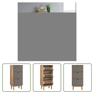 The Living Store Szafka na buty OTTA z 3 szufladami brązowo-szara lite drewno sosnowe - Szafki na buty - miniaturka - grafika 1