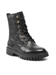 Botki damskie - Tommy Hilfiger Trapery Monogram lace Up Boot FW0FW05994 Czarny - grafika 1