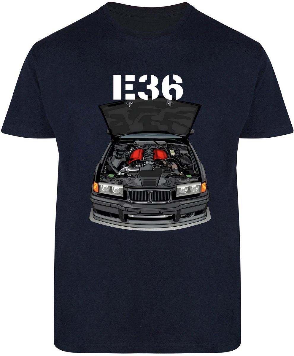 T-Shirt Męski Dla Fana Bmw E36 M3 M Power Koszulka Granatowa R-L A99