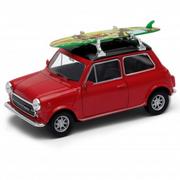 Samochody i pojazdy dla dzieci - Welly 1:34 Mini Cooper 1300 z deską surfingową -czerwony - miniaturka - grafika 1