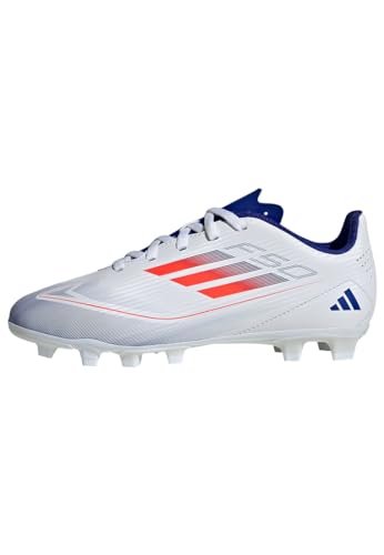 adidas Dziecięce buty piłkarskie uniseks F50 Club elastyczne buty do piłki nożnej, Chmura biały słoneczny czerwony jasny niebieski, 37 1/3 EU