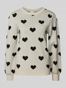 Swetry damskie - Sweter z dzianiny z bufiastymi rękawami model ‘BRIELLE’ - miniaturka - grafika 1