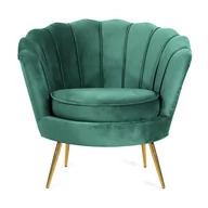 Fotele - Fotel SHELLY welurowy zielony 82x74x76 cm HOMLA - miniaturka - grafika 1