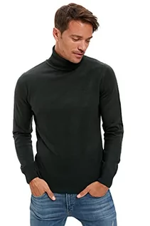 Koszulki męskie - DeFacto R1124AZ Męski sweter z dzianiny długi rękaw okrągły dekolt - slim fit sweter dla mężczyzn topy (zielony, XS), zielony, XS - grafika 1