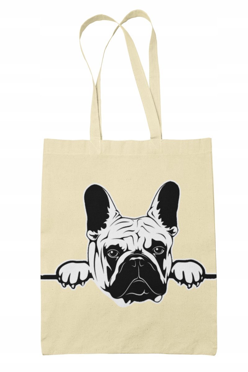 Torba Shopper-Materiałowa-Na Ramie-Prezent-Buldog