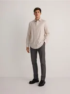 Spodnie męskie - Reserved - Bawełniane spodnie chino slim - szary - miniaturka - grafika 1