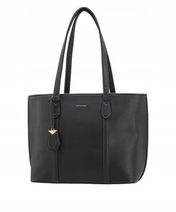 Torebka Damska Czarna Shopper Duża Mieści A4 Na Ramię PUCCINI BML040D-1 - Torebki damskie - miniaturka - grafika 1