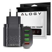 Ładowarki do telefonów - Szybka ładowarka sieciowa Alogy 4x USB Quick Charge 3.0 2.4A Czarna - miniaturka - grafika 1
