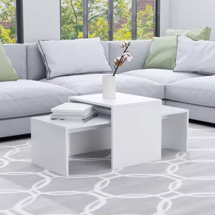 vidaXL vidaXL Stolik kawowy, biały, 100x48x40 cm, płyta wiórowa - Ławy i stoliki kawowe - miniaturka - grafika 1