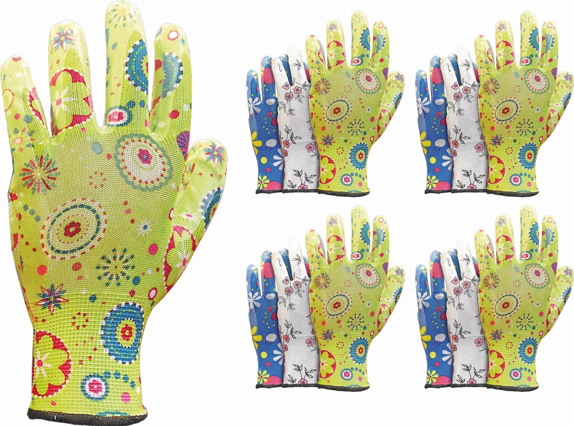 Reis Rękawice ogrodowe / Kolorowe / RGARDEN-NI - 12 Par 6 - XS