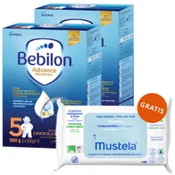 Mleko modyfikowane - Zestaw Bebilon Advance Pronutra 5 Junior, odżywcza formuła na bazie mleka, dla przedszkolaka, 2 x 1000 g + Mustela, chusteczki oczyszczające, 60 sztuk gratis - miniaturka - grafika 1
