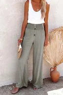Spodnie damskie - Szerokie luźne spodnie damskie - Szary - miniaturka - grafika 1