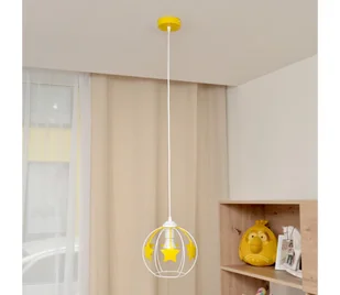Żyrandol dziecięcy na lince STARS 1xE27/15W/230V żółty/biały - Wyposażenie pokoiku dziecięcego - miniaturka - grafika 1